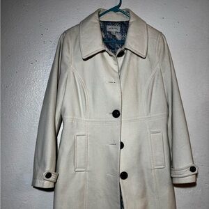 Merona Coat Jacket Womens Sz XXL Ivory Wool Blend Winter Outdoor Classic Preppy